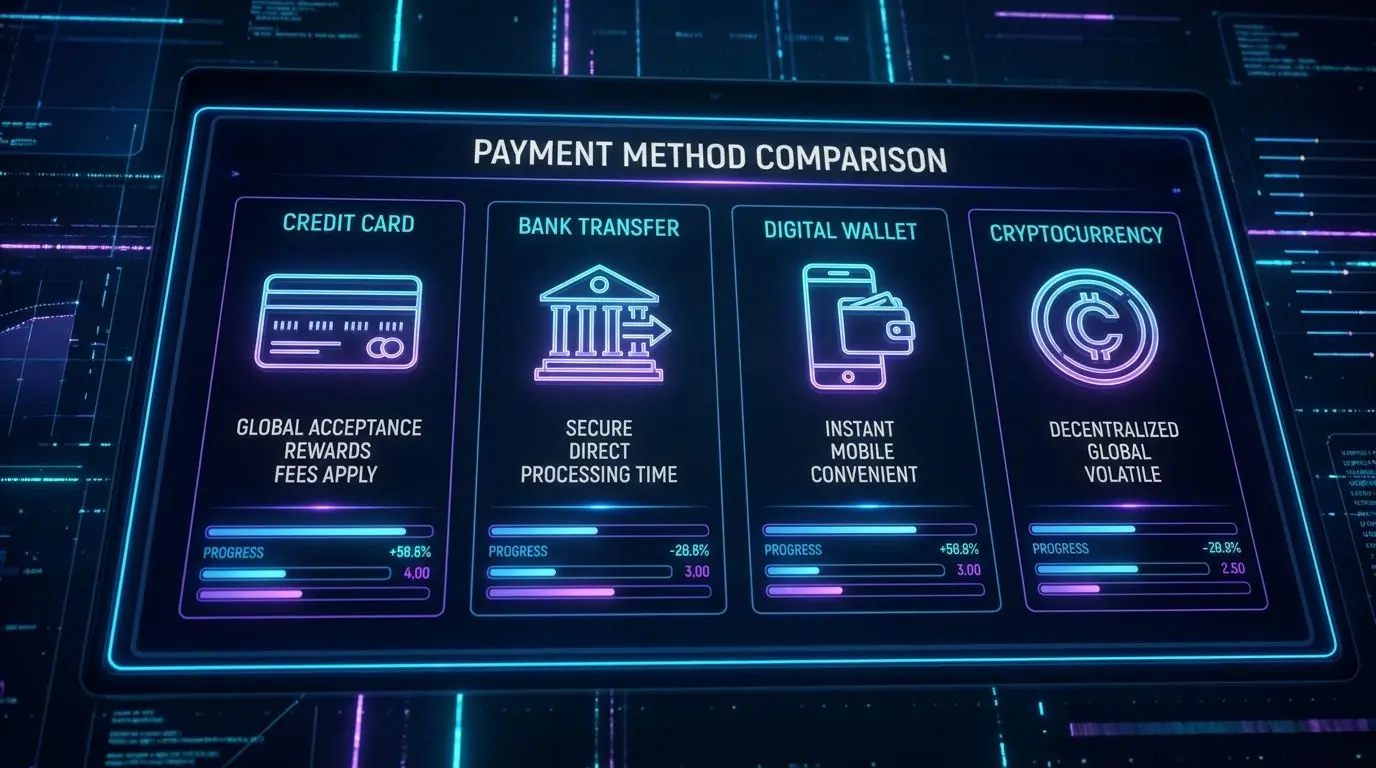 Porównanie metod płatności online: karta, przelew, e-portfel i krypto