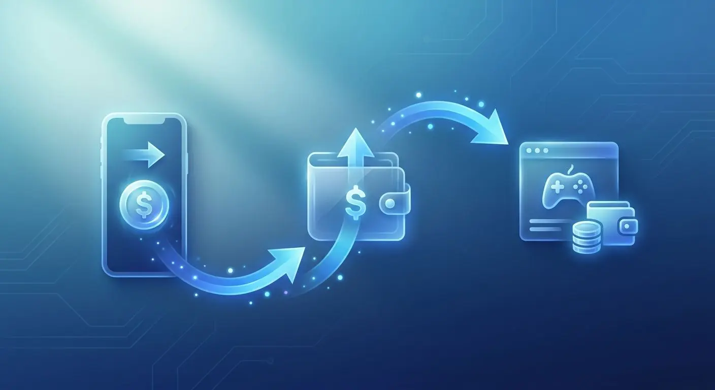 Schemat wpłaty z portfela elektronicznego do konta online z niską kwotą